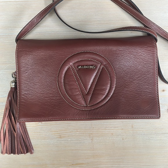 Valentino by Mario Valentino - Brown Leather ‘Lena’ Cross Body/Clutch - Picture 2 of 10
